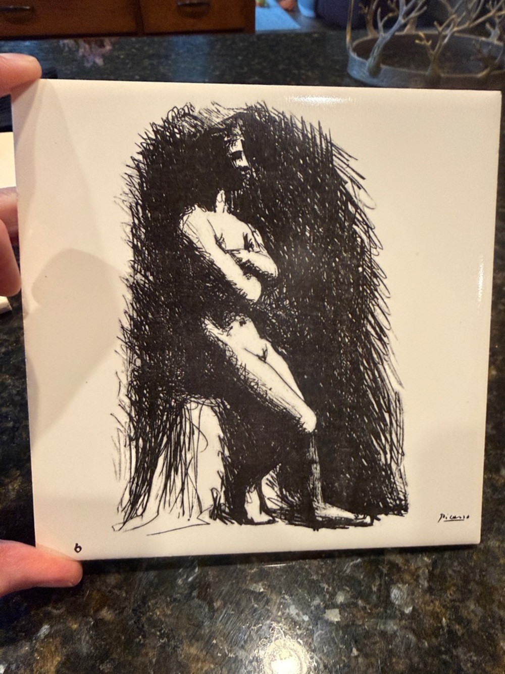 Monochrome Black & White Figurative Tile Art - Home Art